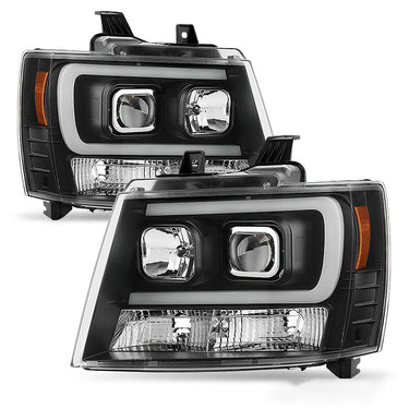 Chevy Suburban 1500/ 2500 2007-2013 Black OPTIC DRL LED Projector Headlights U.S. Part One